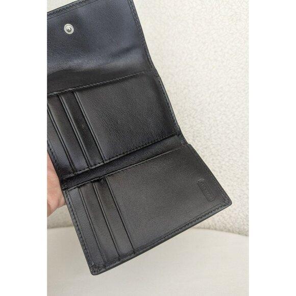 Vintage Coach Signature Stripe Trifold Wallet W/Billfold Snap Closure Black - Picture 7 of 12